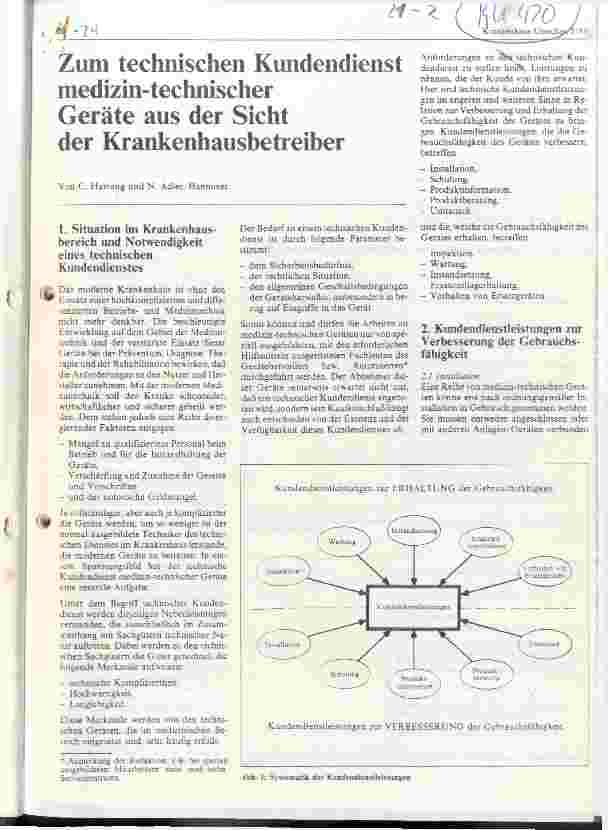Vorschauseite 1: Zum technischen Kundendienst medizin-technischer Geräte aus der Sicht der Krankenhausbetreiber