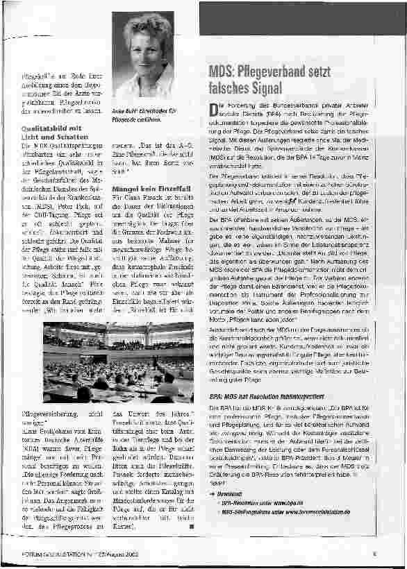 Vorschauseite 2: Pflegemängel sind Führungsmängel Fachtagung der CDU-Landtagsfraktion in NRW zu Defiziten in der Pflegequalität