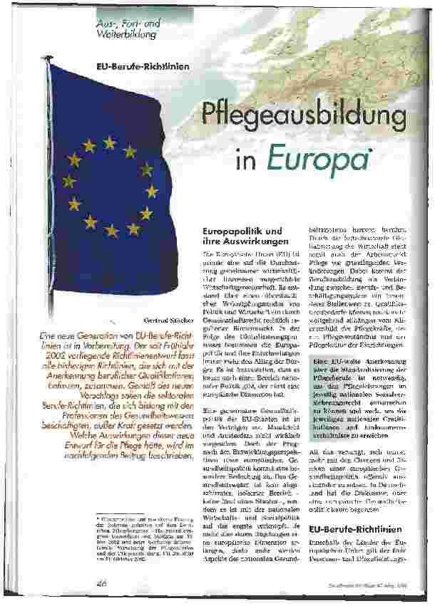 Vorschauseite 1: Pflegeausbildung in Europa EU-Berufe-Richtlinien