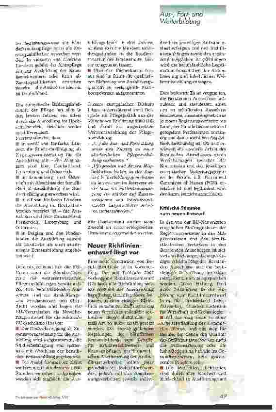 Vorschauseite 4: Pflegeausbildung in Europa EU-Berufe-Richtlinien