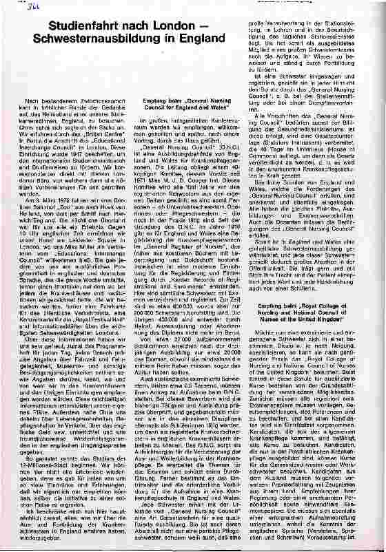 Vorschauseite 1: Studienfahrt nach London - Schwesternausbildung in England