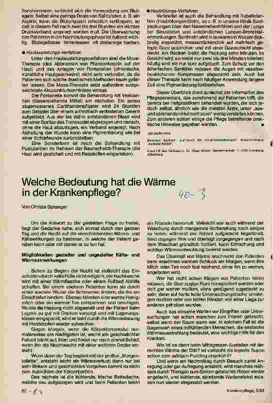 Vorschauseite 1: Welche Bedeutung hat die Wärme in der Krankenpflege