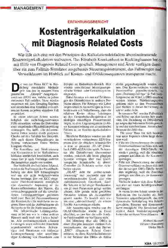 Vorschauseite 1: Kostenträgerkalkulation mit Diagnosis Related Costs