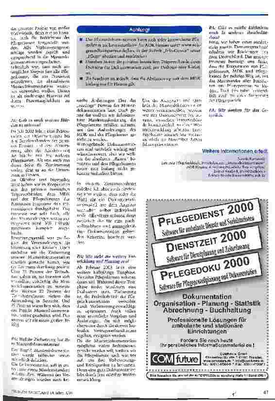 Vorschauseite 2: Das Projekt Musterdokumentation der AOK Hessen