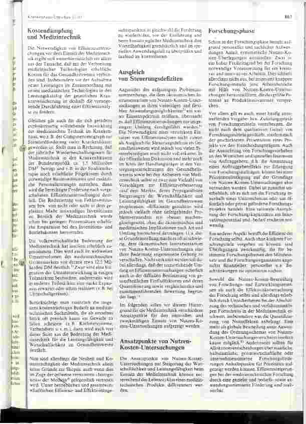 Vorschauseite 2: Zur Effizienz von Medizintechnik - Ansatzpunkte für Nutzen-Kosten-Untersuchungen zur Steigerung d. Wirtschaftlichkeit u. Leistungsfähigkeit