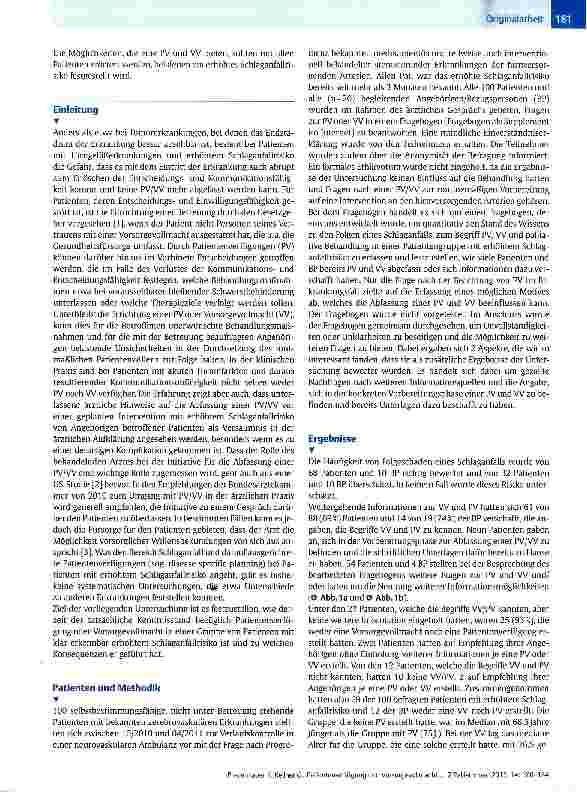 Vorschauseite 2: Patientenverfügung und Vorsorgevollmacht bei Patienten mit erhöhtem SchlaganfallrisikoErfahrungen in einer neurovaskulären Ambulanz
