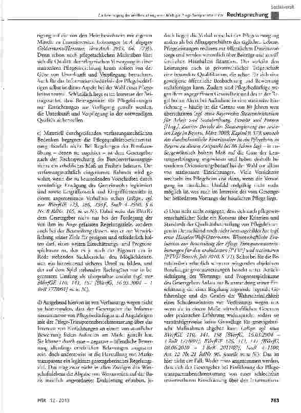 Vorschauseite 6: Zur Berechtigung der Veröffentlichung von zukünftigen Pflege-Transparenzberichten
