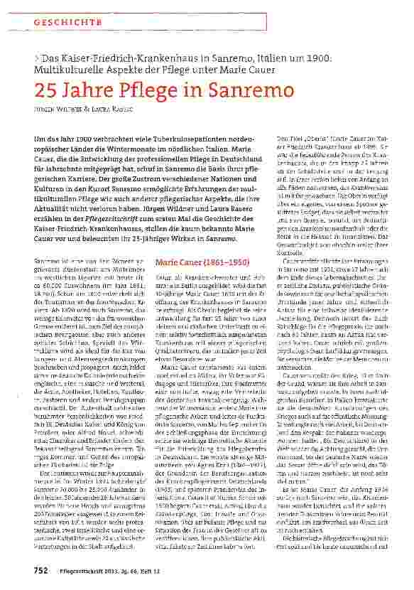 Vorschauseite 1: 25 Jahre Pflege in Sanremo