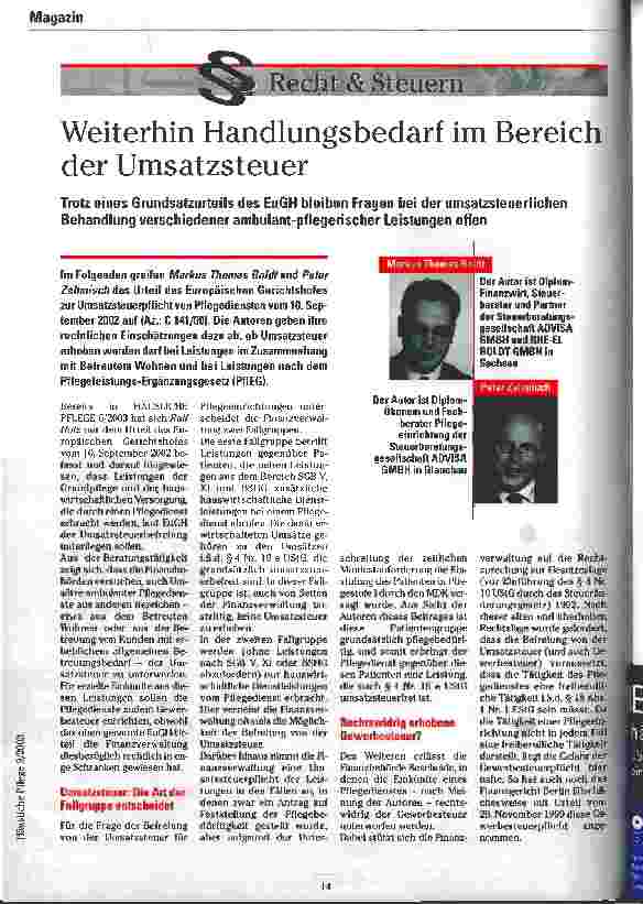 Vorschauseite 1: Weiterhin Handlungsbedarf im Bereich der Umsatzsteuer