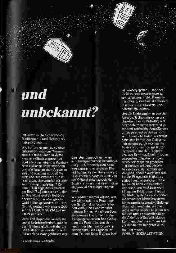 Vorschauseite 2: Sozialstationen - geheimnisvoll und unbekannt?