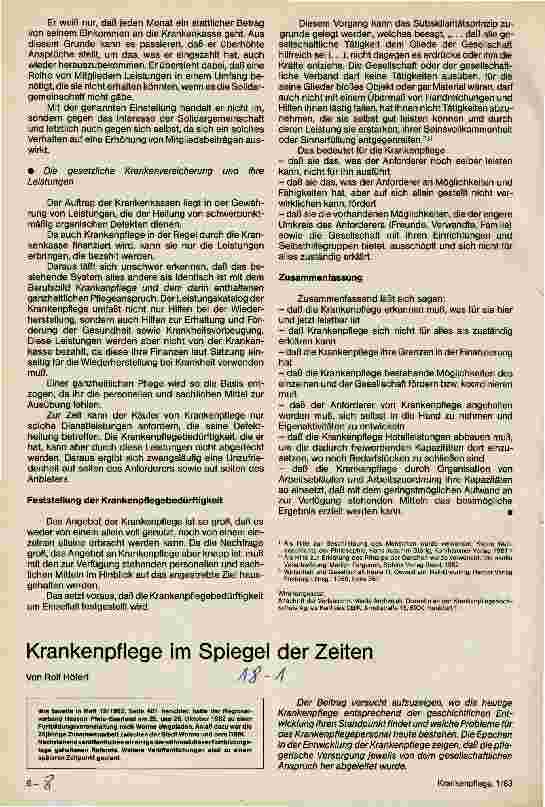 Vorschauseite 3: Krankenpflege als Dienstleistung Erläuterung zum Berufsbild Krankenpflege (2.Folge)