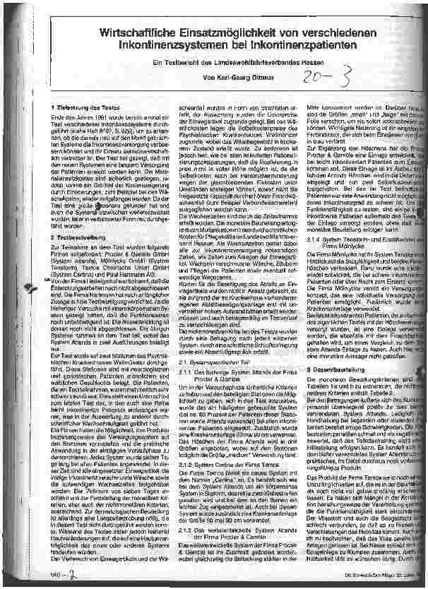 Vorschauseite 1: Wirtschaftliche Einsatzmöglichkeiten von verschiedenen Inkontinenzsystemen bei Inkontinenzpatienten