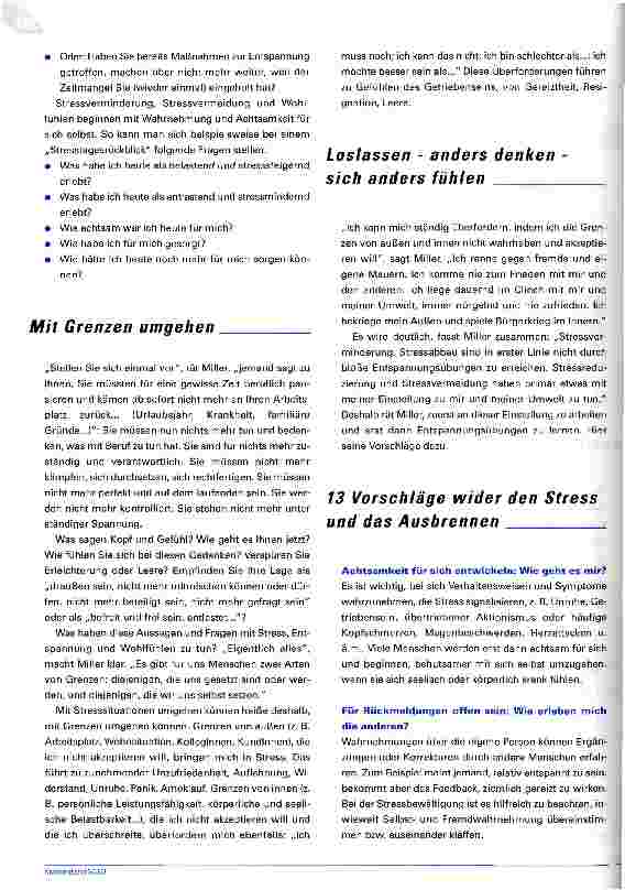 Vorschauseite 2: Den Stress zähmen Jeder kann sein Stress-Schicksal selbst in die Hand nehmen
