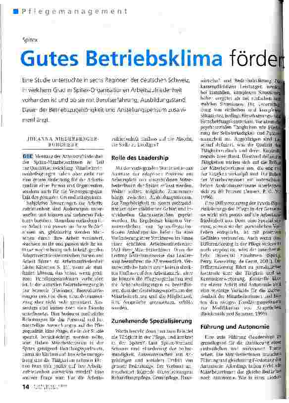 Vorschauseite 1: Gutes Betriebsklima fördert die Zufriedenheit