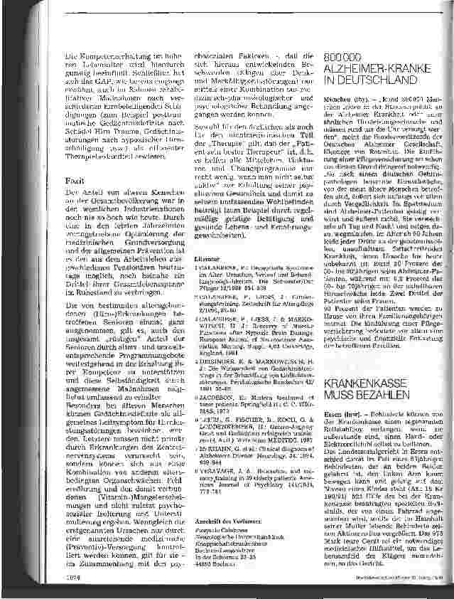 Vorschauseite 6: Gedächtnistraining als Therapiemaßnahme
