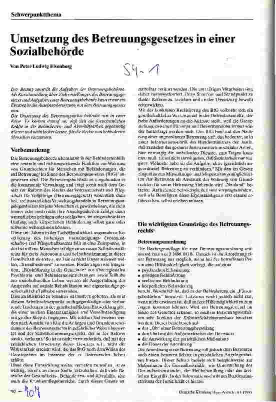 Vorschauseite 1: Umsetzung des Betreuungsgesetzes in einer Sozialbehörde