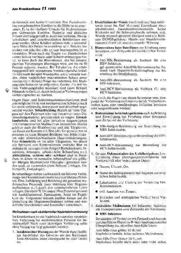 Vorschauseite 6: Risiko und Prophylaxe einer Übertragung von Hepatitis und HIV auf medizinisches Personal