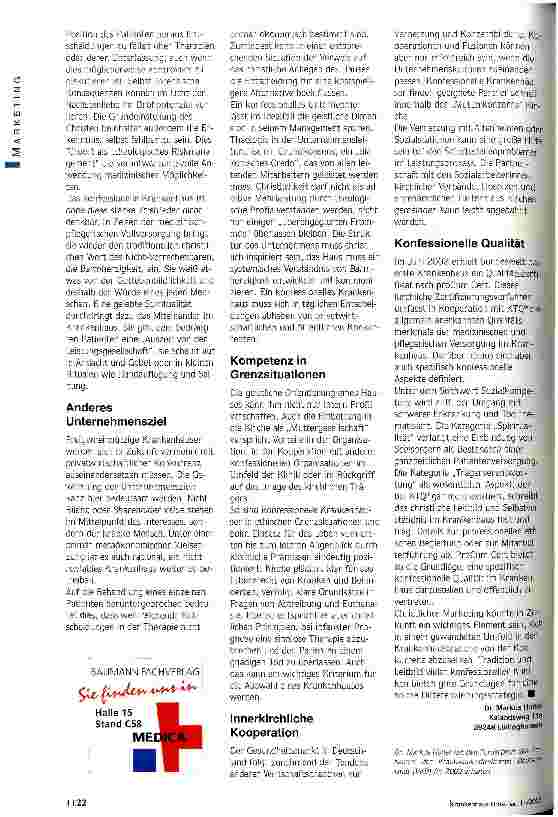 Vorschauseite 3: Konfessionell kurieren Christliches Marketing im Krankenhaus