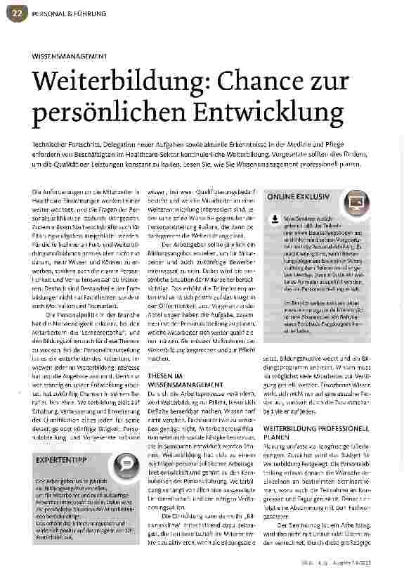 Vorschauseite 1: Weiterbildung: Chance zur persönlichen Entwicklung