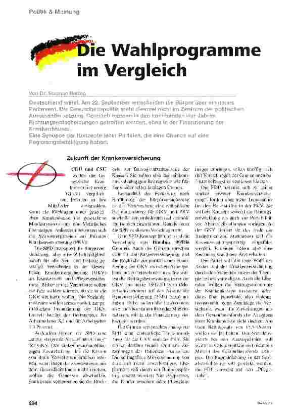 Vorschauseite 1: Die Wahlprogramme im Vergleich