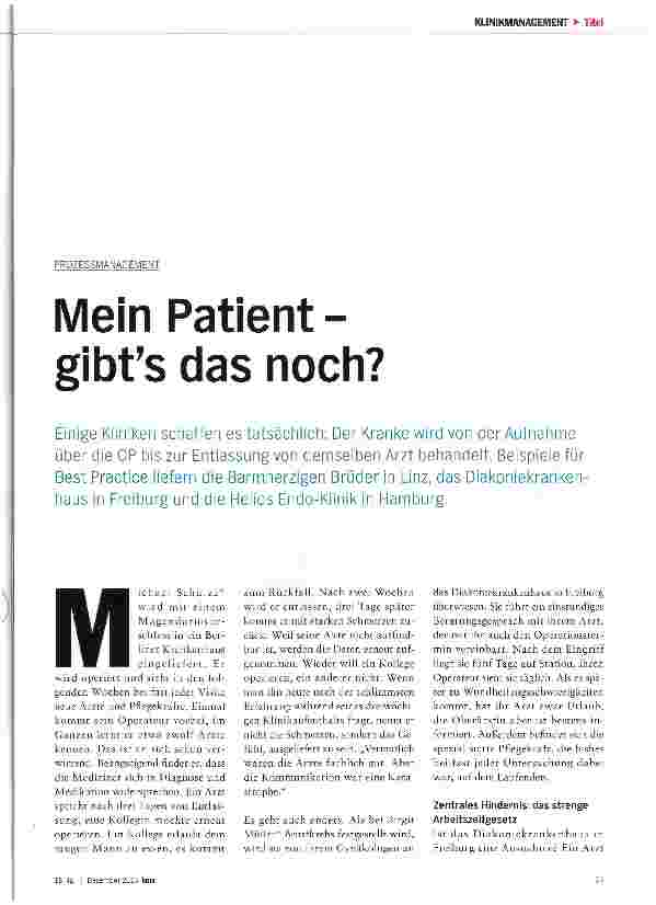Vorschauseite 2: Mein Patient -gibt es das noch?