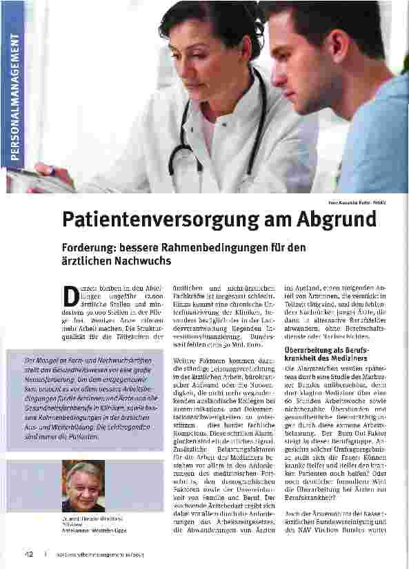 Vorschauseite 1: Patientenversorgung am Abgrund