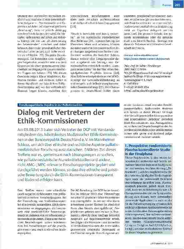 Vorschauseite 1: Dialog mit Ethik-Kommissionen