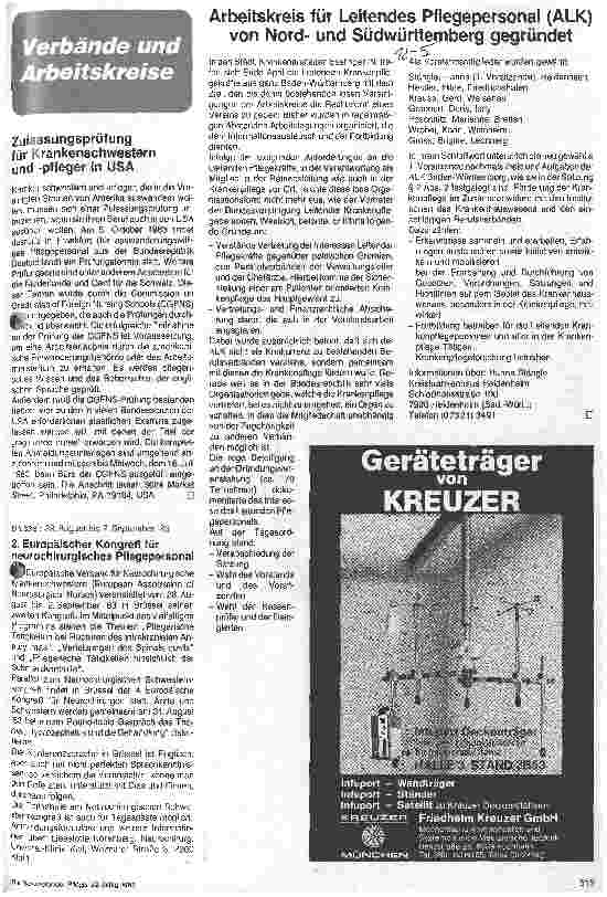 Vorschauseite 1: Verbände und Arbeitskreise - Arbeitskreis für Leitendes Pflegepersonal (ALK) von Nord-und Südwürttemberg gegründet