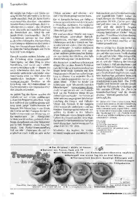 Vorschauseite 3: Bericht vom 3rd European Course on Palliative Care for Children