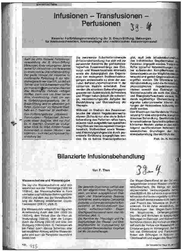 Vorschauseite 1: Bilanzierte Infusionsbehandlung