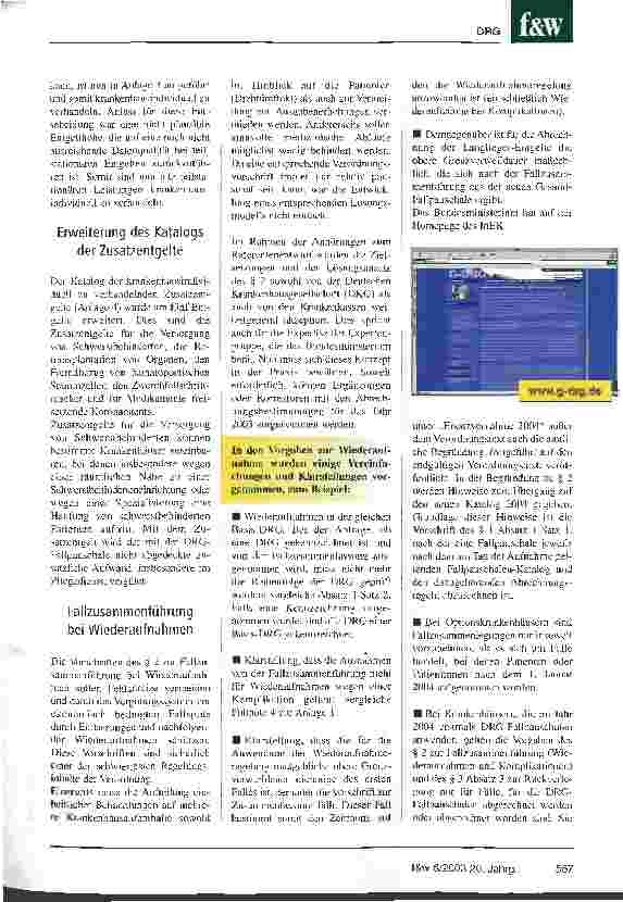 Vorschauseite 2: Fallpauschalenverordnung 2004 in Kraft getreten Zahlreiche Änderungen zum Referentenentwurf
