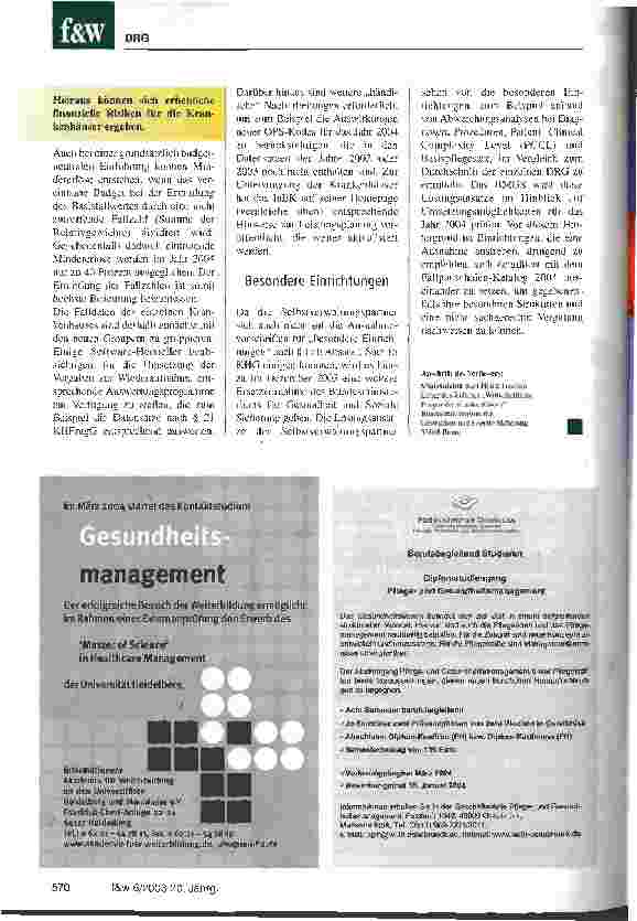 Vorschauseite 4: Fallpauschalenverordnung 2004 in Kraft getreten Zahlreiche Änderungen zum Referentenentwurf