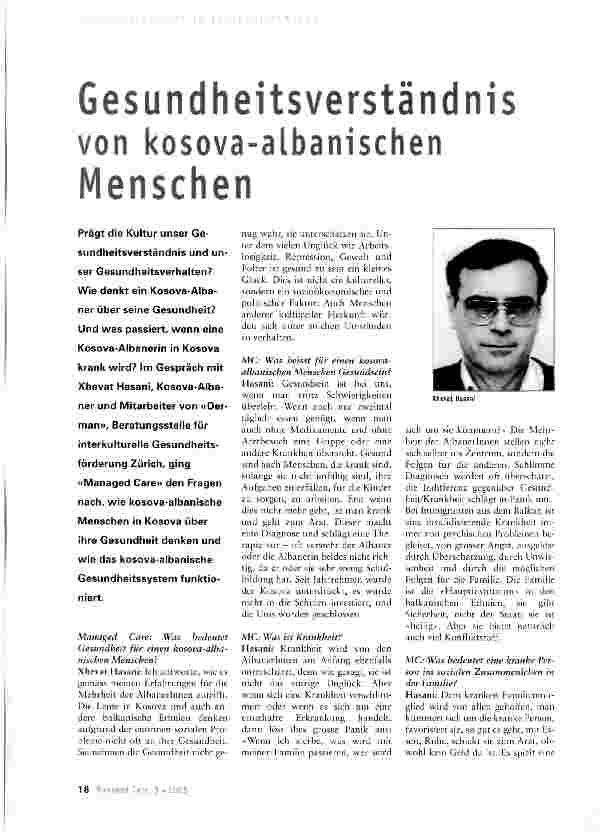 Vorschauseite 1: Gesundheitsverständnis von kosova-albanischen Menschen