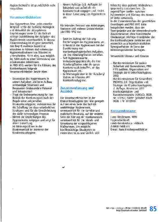 Vorschauseite 2: Hygieneteam in Osterreich: Zusammenarbeit und Verantwortlichkeiten