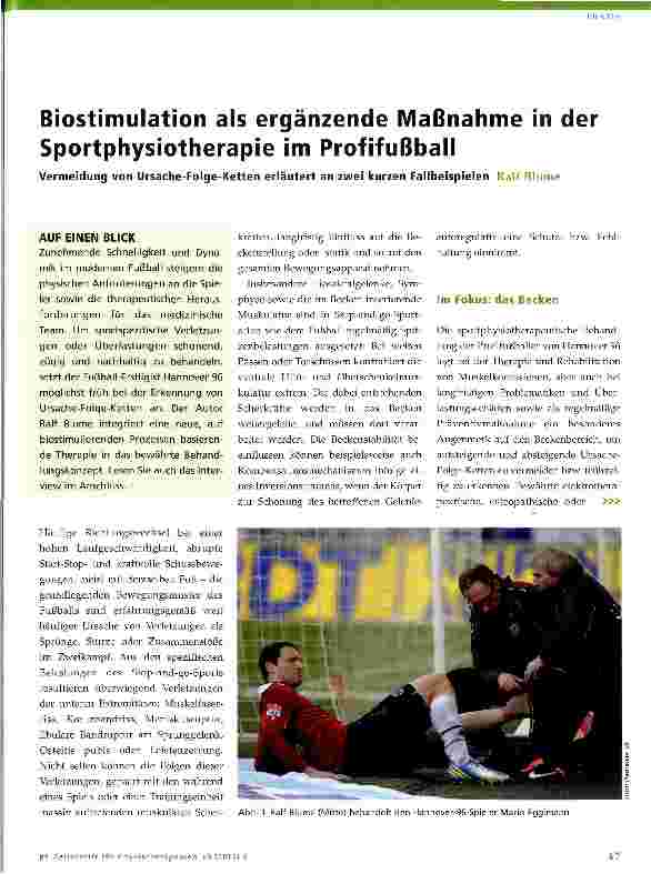 Vorschauseite 1: Biostimulation als ergänzende Maßnahme in der Sportphysiotherapie im Profifußball