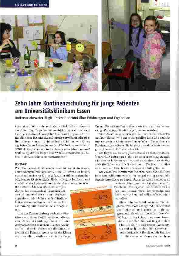 Vorschauseite 1: Zehn Jahre Kontinenzschulung für junge Patienten am Universitätsklinikum Essen