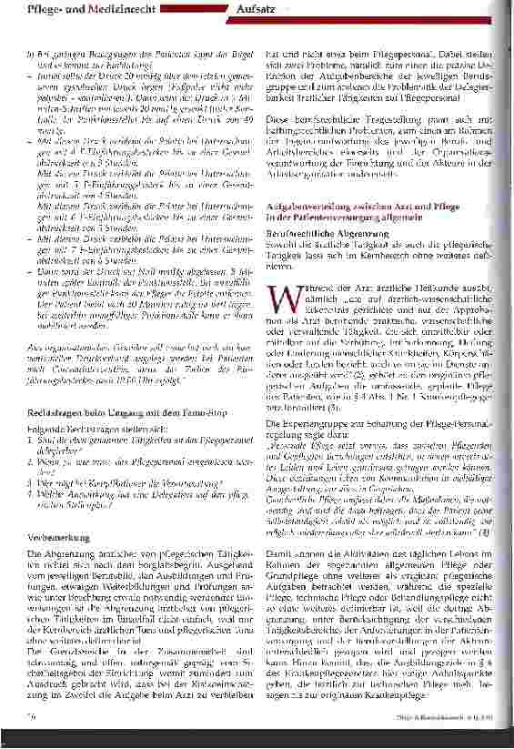 Vorschauseite 3: Rechtsfragen beim Umgang mit dem Femo-Stop in der Zusammenarbeit zwischen Arzt und Pflegekräften