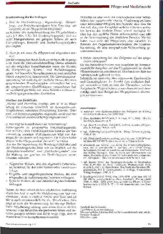 Vorschauseite 6: Rechtsfragen beim Umgang mit dem Femo-Stop in der Zusammenarbeit zwischen Arzt und Pflegekräften