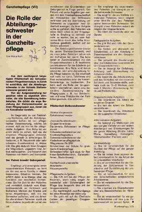 Vorschauseite 1: Die Rolle der Abteilungschwester in der Ganzheitspflege