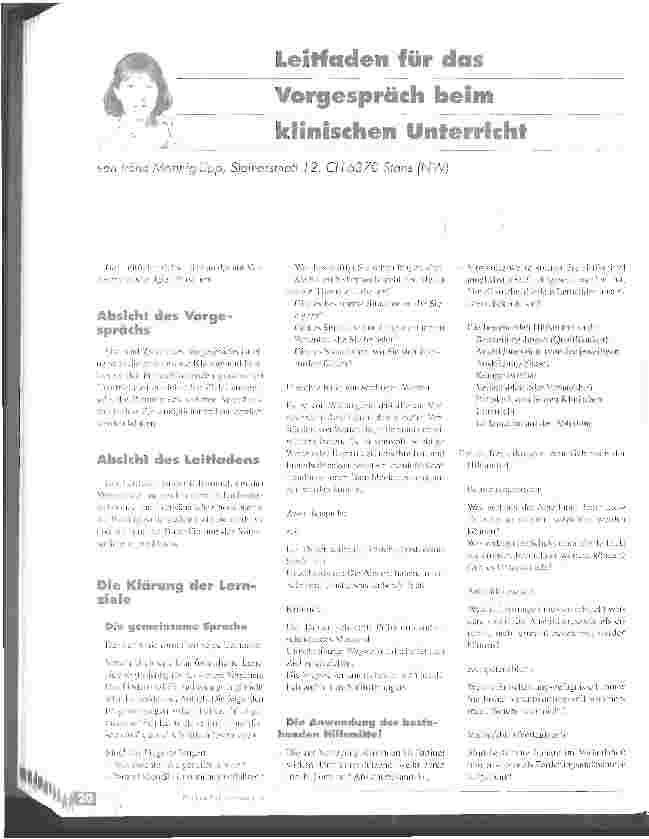 Vorschauseite 1: Leitfaden für das Vorgespräch beim klinischen Unterricht