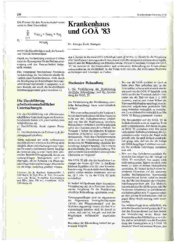 Vorschauseite 1: Krankenhaus und GOÄ 83