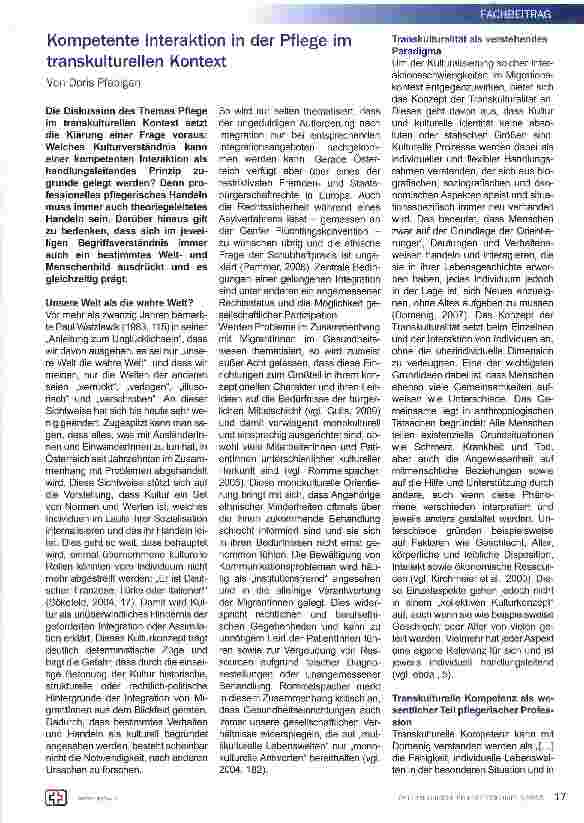 Vorschauseite 1: Kompetente Interaktion in der Pflege im transkulturellen Kontext
