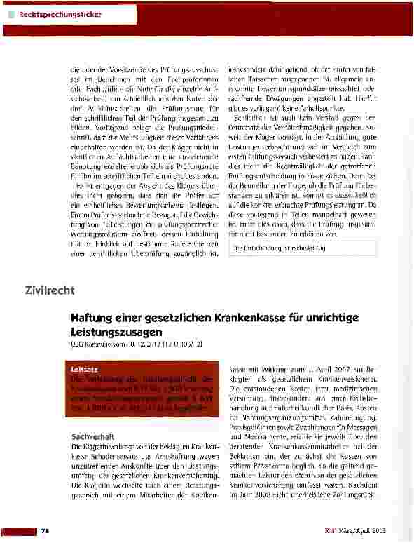 Vorschauseite 3: Nichtbestehen einer Wiederholungsprüfung in der Gesundheitsund Krankenpflege VG Gießen vom 30. 5. 2012 (8 K 2122/11)
