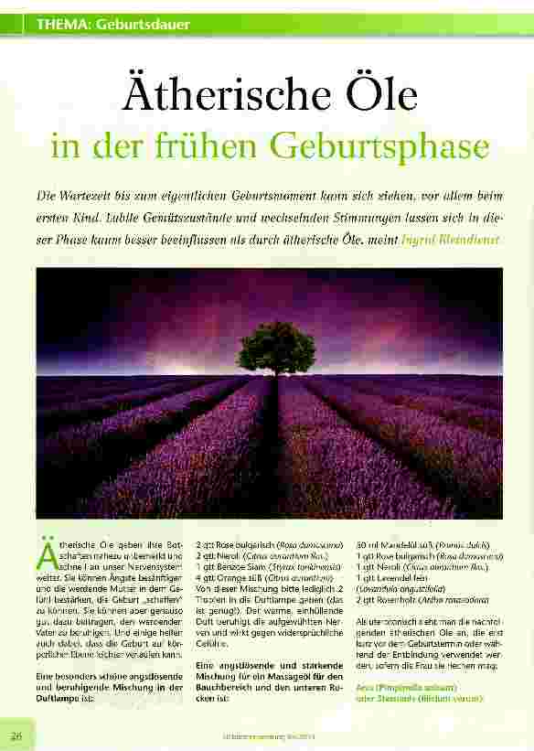 Vorschauseite 1: Ätherische Ole in der frühen Geburtsphase