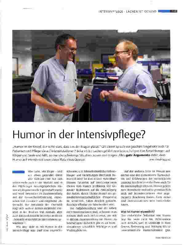 Vorschauseite 1: Humor in der Intensivpflege?