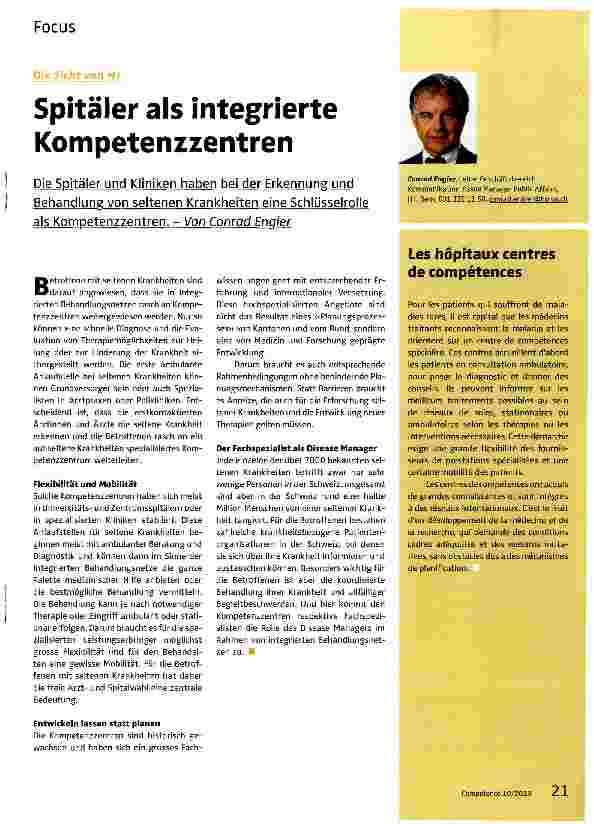 Vorschauseite 1: Spitäler als integrierte Kompetenzzentren