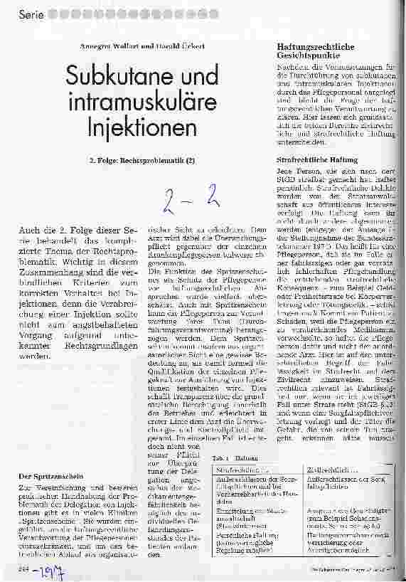 Vorschauseite 1: Subkutane und intramuskuläre Injektionen 2.Folge: Rechtsproblematik (2)