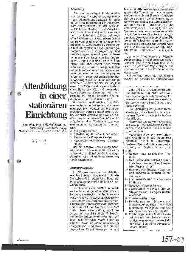 Vorschauseite 1: Altenbildung in einer stationären Einrichtung
