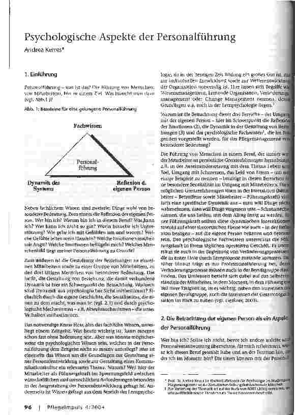 Vorschauseite 1: Psychologische Aspekte der Personalführung
