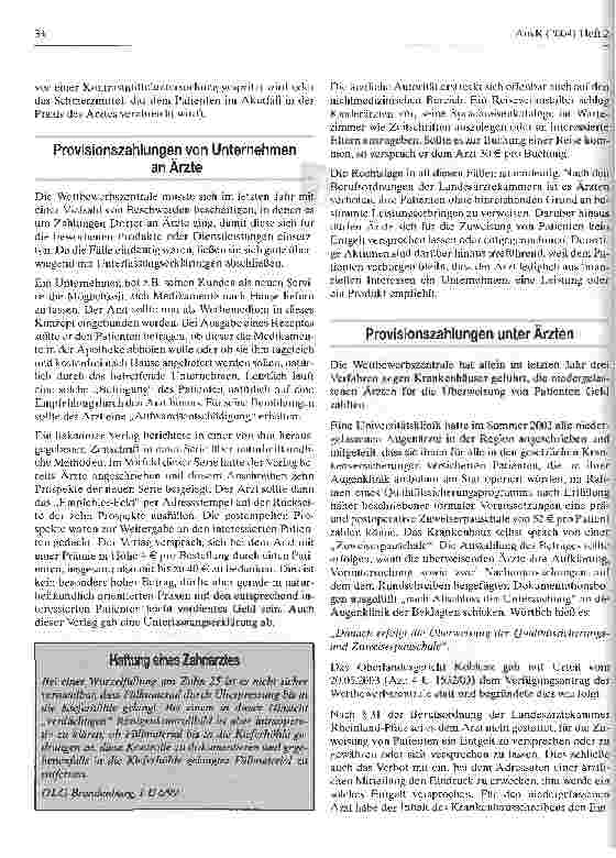 Vorschauseite 2: Provisionszahlungen an Ärzte - Ein Bericht aus der Praxis